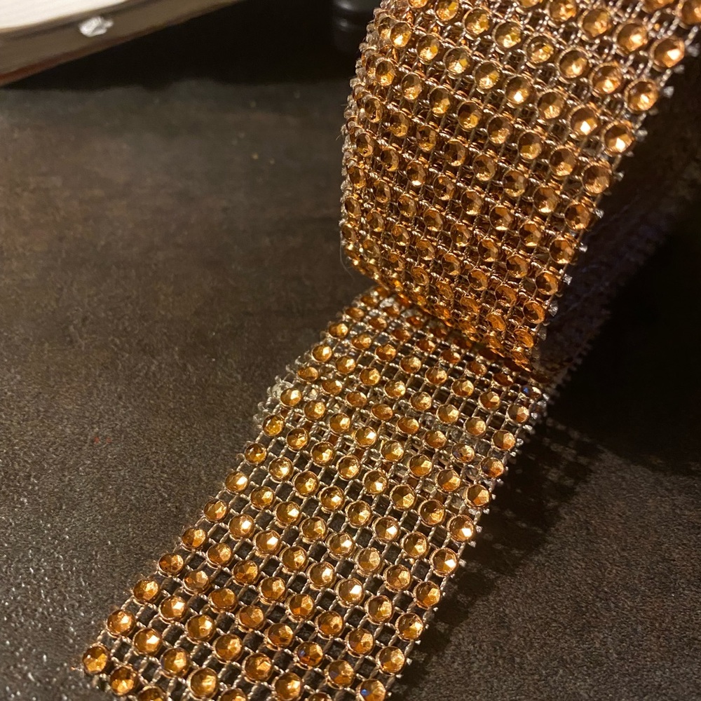 7 1/2 yds Rose gold rhinestone trim